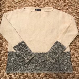 Vince Cream Grey Wool Silk Cashmere Blend Sweater